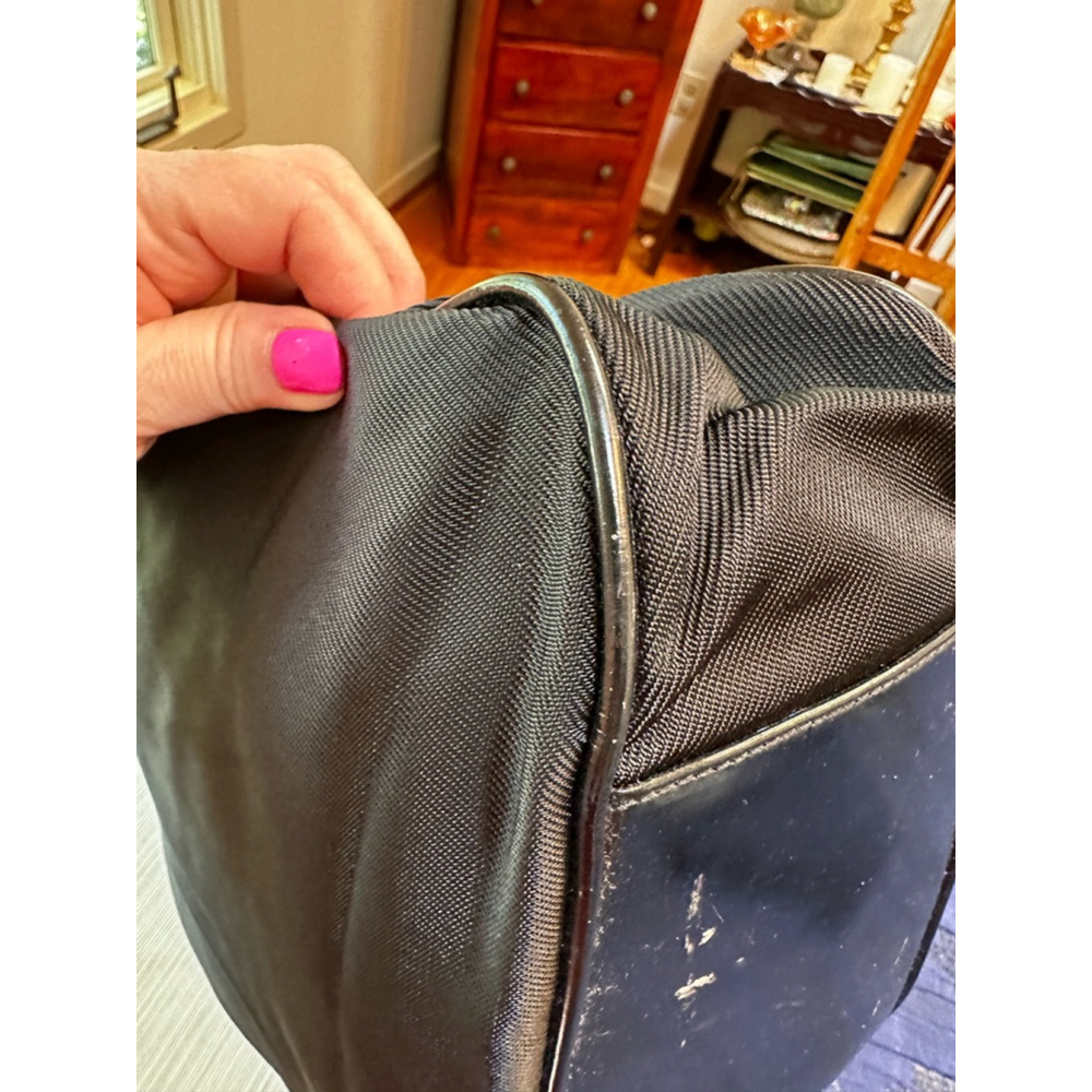 Gucci Black Nylon & Patent Leather Shoulder Bag w/ Bamboo Handle - Picture 10 of 16